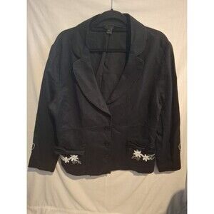 LAPIS Black Women's Embroidered Blazer/Jacket Long Sleevee Size 1X